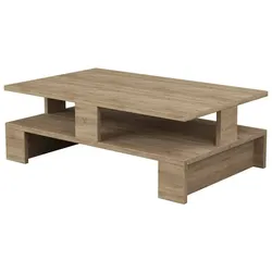 Dmora Wohnzimmertisch Dlettier, Niedriger Wohnzimmertisch, Kaffeeregal, Couchtisch für Sofa, 80x50h28 cm, Eiche