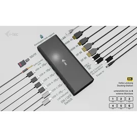 iTEC i-tec Universal 6x 4K/60Hz, 2xHDMI, 2xDP, 2xUSB-C(4K), 4xUSB-C(10 Gbps), 4xUSB-A, 1xLAN(bis zu 2,5Gbps), 1xSD/TF, Power Delivery 140W