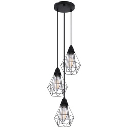 Pendelleuchte schwarz Retro Hängelampe LED Filament Esstischlampe Wohnzimmerleuchte, 3x 7W 3x 806lm warmweiß, DxH 29 x 120 cm