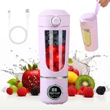 Tragbarer Mixer, 700ml Kleiner Entsafter, Mixer Smoothie Maker to Go mit Digitalanzeige,USB Wiederaufladbarer Smoothie Maker,Portabler Elektrischer Saftpresse, Mini Standmixer für Smoothie Shakes,Lila