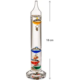 Out of the Blue Galileo Glas-Thermometer 18cm - Dekoratives Standthermometer für Temperaturanzeige - Hochwertiges Design aus Glas & Metall