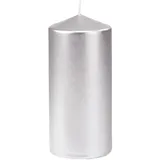 Duni Stumpenkerze Velvet silber, glänzend, 150x70mm, 6 Stück