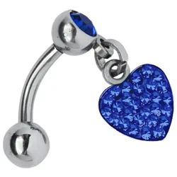 Bauchnabelpiercing ADELIA ́S "Piercing  Piercing Bauchnabelpiercing", Damen, blau, Titan, modisch, Piercings, Titan Banane - auch für Intim Piercing Herzanhänger blau