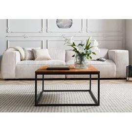 Massivmoebel24 Couchtisch Wildeiche Beige 80 x 43 x 80 cm