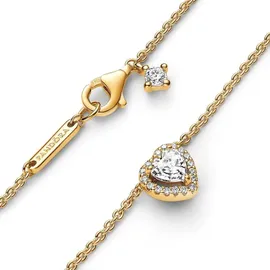 Pandora Damenkette mit Halo Herzanhänger Zirkonia Gold