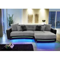 Jockenhöfer Gruppe Ecksofa Laredo L-Form, inklusive RGB-LED-Beleuchtung und Bluetooth-Soundsystem grau|schwarz