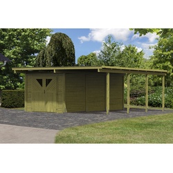 KARIBU Einzelcarport »Eco«, Außenmaß BxT: 527 x 576 cm, natur - gruen