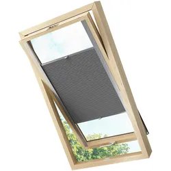KS Handel 24 Dachfensterplissee Faltrollo Thermo verdunkelnd passend für Fakro 78x118 Dunkelgrau