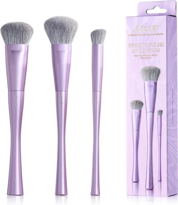 Jessup Gesichtsmake-up-Pinsel-Set, 3-teiliges, ultraweiche, dichte Pinsel