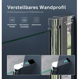 doporro Teramo24 Dusch-Drehtür rechts 70 x 195 cm ESG-Sicherheitsglas transparent