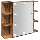 vidaXL Spiegelschrank mit LED Altholz 70x16,5x60 cm - Waschbeckenschrank