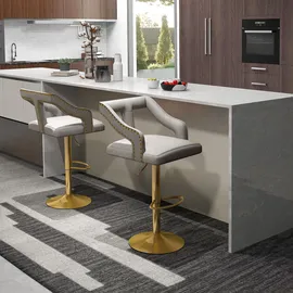 Costway Barhocker 63-85 cm Samt Grau