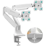 ONKRON Monitorhalterung 2 Monitore für 13-32 Zoll, bis 9 kg (x2), VESA 75x75 / 100x100, schwenkbar, neigbar, drehbar, Weiß G200-W