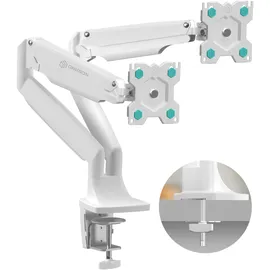 ONKRON Monitorhalterung 2 Monitore für 13-32 Zoll, bis 9 kg (x2), VESA 75x75 / 100x100, schwenkbar, neigbar, drehbar, Weiß G200-W