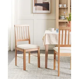 Beliani Esszimmerstuhl Orono Holz Braun/Beige 2er Set
