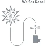 Novaliv Weihnachtsstern Dekostern 25cm Weiss für AUSSEN Kabel mit Trafo 3D Stern 18 Zackig Leuchtstern Weihnachtslicht Winterbeleuchtung 3D Stern Weihnachtslicht Xmas Lights