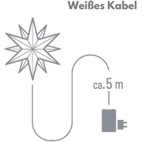 Novaliv Weihnachtsstern Dekostern 25cm Weiss für AUSSEN Kabel mit Trafo 3D Stern 18 Zackig Leuchtstern Weihnachtslicht Winterbeleuchtung 3D Stern Weihnachtslicht Xmas Lights