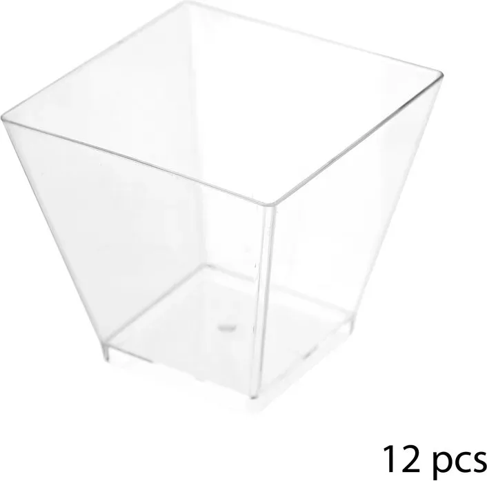 Set aus 12 quadratischen Plastik-Cocktailgläsern 60ml