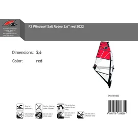F2 Windsurf Segel Rodeo 3,6 qm rot