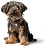 Hunter Hundegeschirr Love, Farbe: braun, weiches Rindsleder, atmungsaktive Mesh-Polsterung, Herz handgenäht, hoher Komfort, Made in Germany, Größe: XS-S