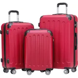 BEIBYE 2045 Zwillingsrollen 3tlg. Reisekoffer Koffer Kofferset Trolleys Hartschale in 20 Farben (Chillirot)