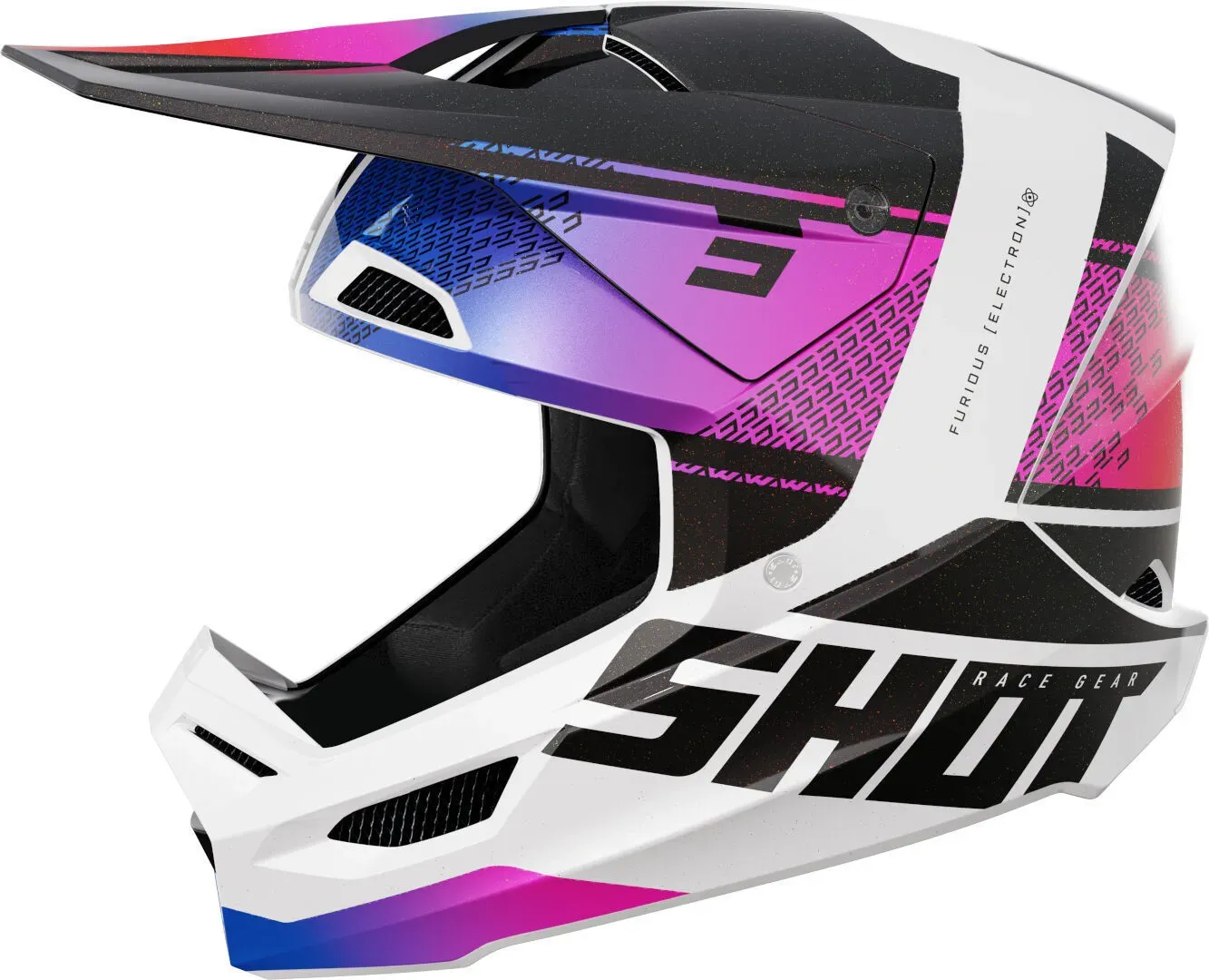 Shot Furious Electron Motocross Helm, schwarz-weiss, Größe XL für Männer