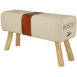 FineBuy Sitzbank CANVAS Turnbock Braun 90cm Leder / Stoff Springbock Turnhocker