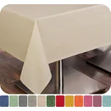 Beautex Tischdecke Tischdecke Tischläufer Leinen Struktur aus Baumwolle abwischbar (1-tlg) beige Rund | 140 cm x 140 cm