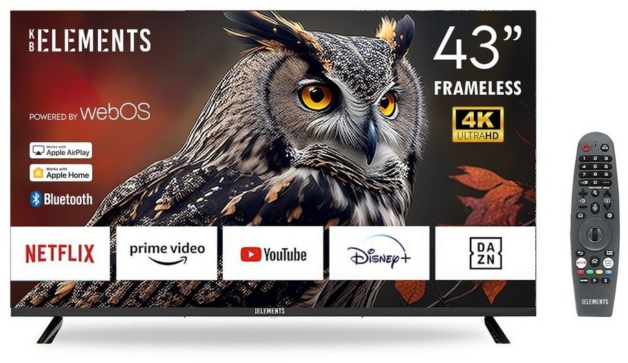 KB Elements ELT43WB6DE LED-Fernseher (109,00 cm/43 Zoll, 4K Ultra HD, Smart-TV, 4K, webOS, Frameless, Apple Airplay, Apple Home) schwarz