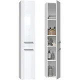 magowa Nel II Badezimmerschrank 31 x 30 x 174 cm Weiß Hochglanz