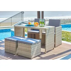 SIT Möbel 9-tlg. Sitzgruppe | 2 Stühle, 2 Hocker, 4 Sitzkissen+2 Rückenkissen, 1 Tisch | Polyrattan | 19000-31 | Serie GARTEN