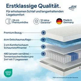 AM Qualitätsmatratzen Gelschaum 100 x 200 cm H3