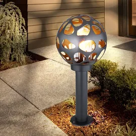 GLOBO Stehlampe Sockelleuchte Außen Edelstahl Gartenlampe Kugel Aussen mit Strom, ALU Loch-Design anthrazit, 1x E27, DxH 20x 45 cm