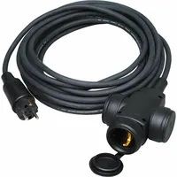 Kopp 145210047 Gummi-Verlängerung, Schutzkontakt-Gummi-Stecker und 3-fach Gummi-Kupplung mit 10m