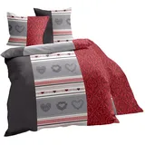 Traumschlaf Bettwäsche Herzen grau | 80x80 cm + grau;rot