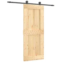 vidaXL Schiebetür rechts 85 x 210 cm Natürlich/Schwarz