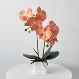 LZTDRZH Künstliche Orchideen für Wohnkultur Innen mit Vase Orchideen Künstliche Blumen Orange Orchidee Höhe 35,6 cm