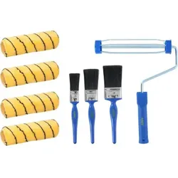 Kinzo 8-teiliges Farbrollerset - 1 Halterung - 4 Rollen - 3 Pinsel