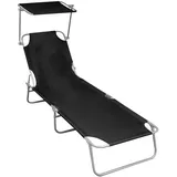 vidaXL Klappliege mit Sonnendach Schwarz Aluminium
