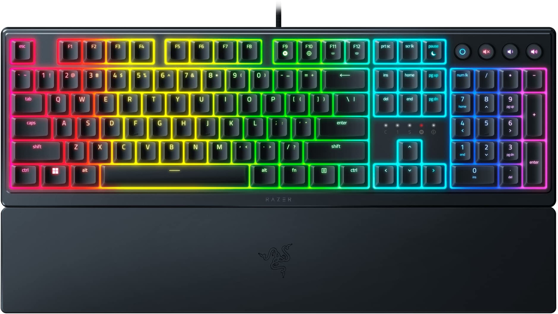 Razer Ornata V3 - Flache Mecha-Membran-Gaming Tastatur (Hybrid Mecha-Membran-Switches, Magnetische Soft-Touch-Handballenauflage) QWERTY US-Layout | Schwarz