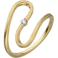 Jobo Fingerring JOBO Gr. 52, gelb (gelbgold 585), Fingerringe, Damen, 52, SI = kleine Einschlüsse, Diamanten Gelbgold 585, Diamanten, Gelbgold 585, Fingerring, geschlängelt 585 Gold eismatt mit Diamant 0,05 ct.