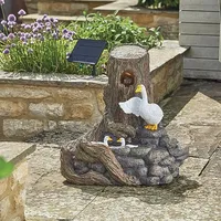 Festive Lights - 50 cm Hybrid-Entenfall-Solar-Wasserspiel mit Backup-Batterie – Rustikales Polyresin, IP44 bewertet, Gartenbrunnen für den Außenbereich – externes Panel, ruhiger Fluss, einfach
