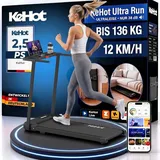 Kompaktes 3-in-1 Klapp-Laufband Für Zuhause, 2,5 PS Motor, 1–12 km/h, LED-Display, 12 Programme, Bluetooth-Lautsprecher, Walking Pad Für Zuhause - Schwarz