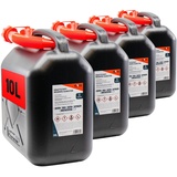 4x Benzinkanister 10L SCHWARZ Kunststoff Dieselkanister Reservekanister Kraftstoffkanister 10 L Liter Wasserkanister für Benzin Diesel Wasser AdBlue 10-Liter-Kanister & Außgießer 10 ltr Petrol Can