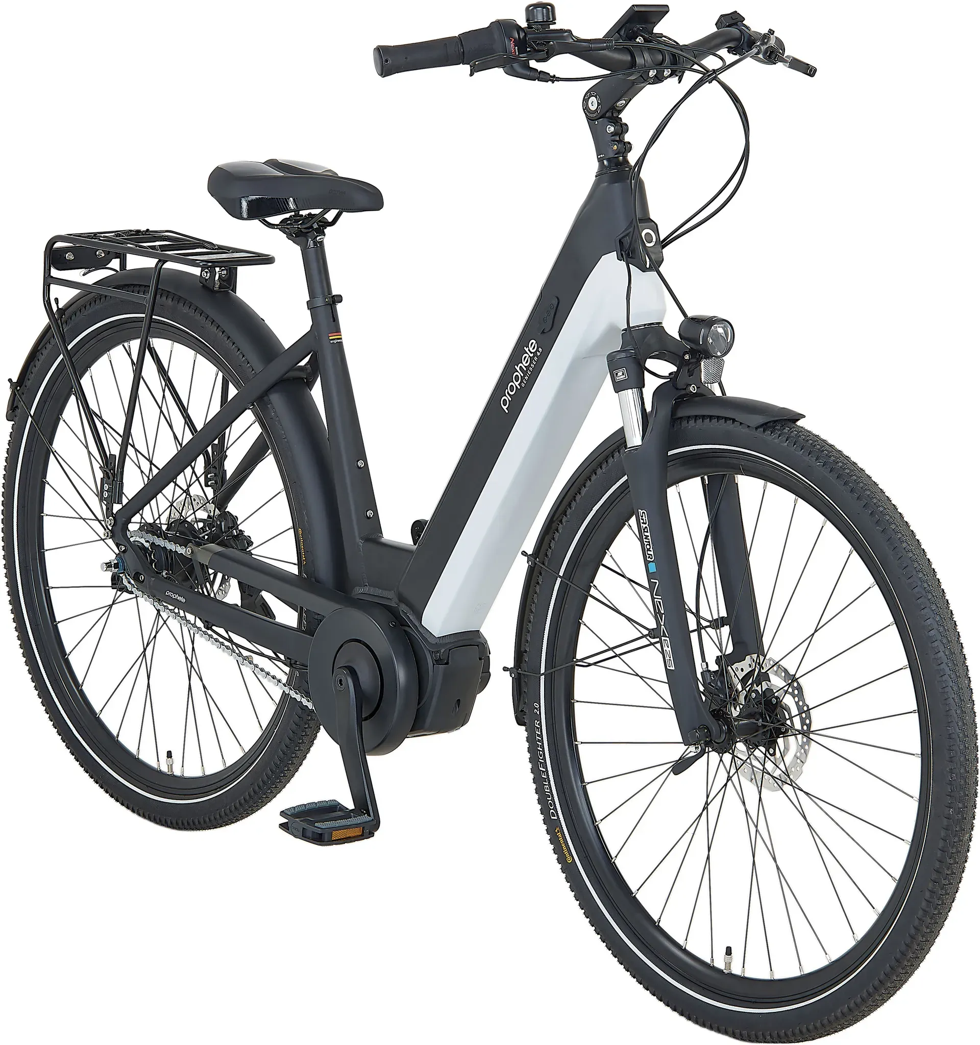 E-Bike PROPHETE "Geniesser 4.8" Gr. 48, schwarz (grau), E-Bikes, 48cm, 28 Zoll (71,12cm), Pedelec, Elektrofahrrad für Damen u. Herren