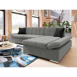 Mirjan24 Ecksofa Malwi mit Regulierbare Armlehnen, Schlaffunktion und Bettkasten, L-Form Sofa vom Hersteller (Polo 894 + Polo 897, Seite: Rechts) - Schwarz/Grau
