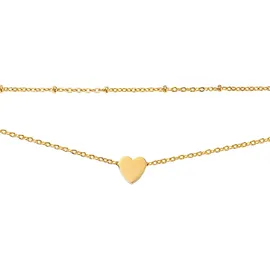 FIRETTI Fußketten Set FIRETTI "Schmuck Geschenk Körperschmuck Herz", gold (silberfarben, gelbgoldfarben), Fußketten, Damen, Edelstahl