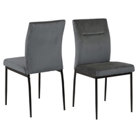 AC Design Furniture Dani Esszimmerstühle, H: 90,5 x B: 45 x T: 55 cm, Dunkelgrau/Schwarz, Stoff/Metall, 2 Stk.