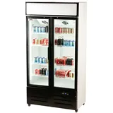 Romux® Glastürkühlschrank 600 Liter 2 Tür Belüftet mit Umluftsystem | Professioneller Getränkekühlschrank mit Glastür & LED | Flaschenkühlschrank