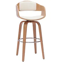 miliboo Design-Barhocker drehbar weiß und helles Holz H 67 cm GAO